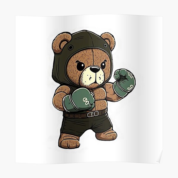 Ours cool dans des gants de boxe old school Poster
