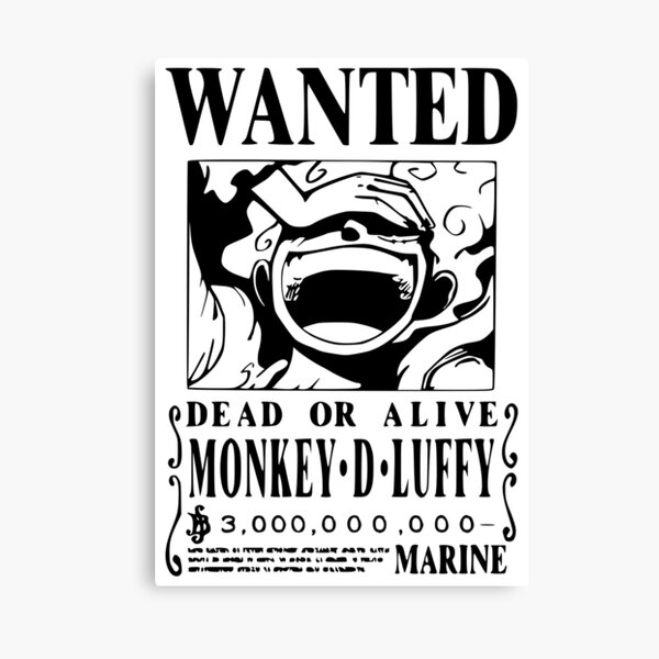 Luffy Wanted Poster - Black Vector - No Background Canvas Print for Sale  by InkStop