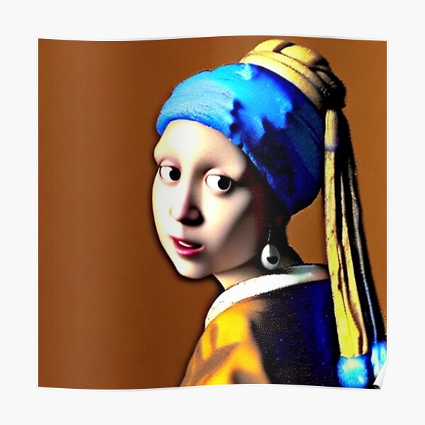 Artificial Intelligence Art Prints. Girl with a Pearl Earring #GirlwithaPearlEarring #Girl #Pearl #Earring  Poster