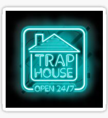 Willkommen im Trap House - Hellblaue Neon 247 - den ganzen Tag / die ganze Nacht Sticker