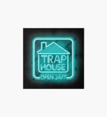 Welcome to the Trap House - Light blue neon 247 - all day / all night Art Board