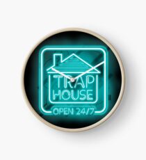 Welcome to the Trap House - Light blue neon 247 - all day / all night Clock