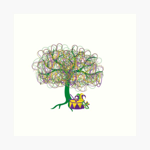 Mardi Gras Tree Art Print by showmeyournola
