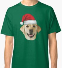 Camiseta clásica Sombrero de Santa Labrador amarillo Labrador Labrador Christmas Holiday