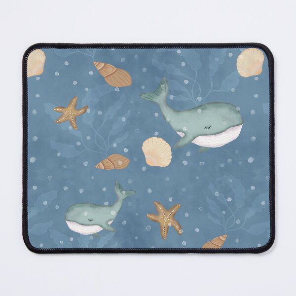 Item preview, Linda ballena bajo el agua con ostras y conchas y fondo de estrellas de mar designed and sold by DArtDByMariam.
