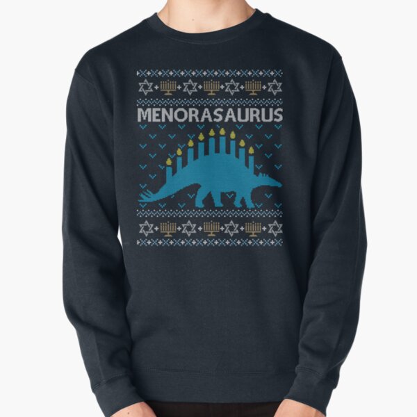 Item preview, Hässlicher Hanukkah-Pullover, Menorasaurus, jüdisches Dinosaurierhemd designed and sold by taraJcreative.