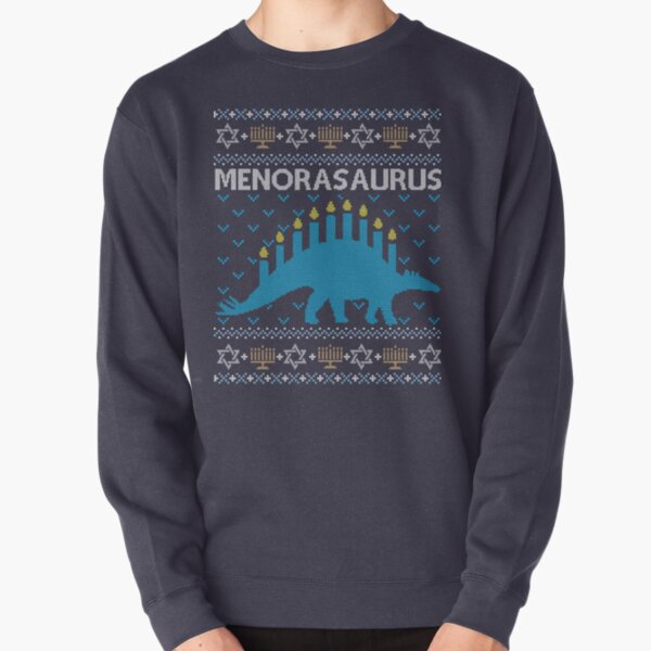 Ugly Hanukkah Sweater, Menorasaurus, Jewish dinosaur shirt Pullover Sweatshirt