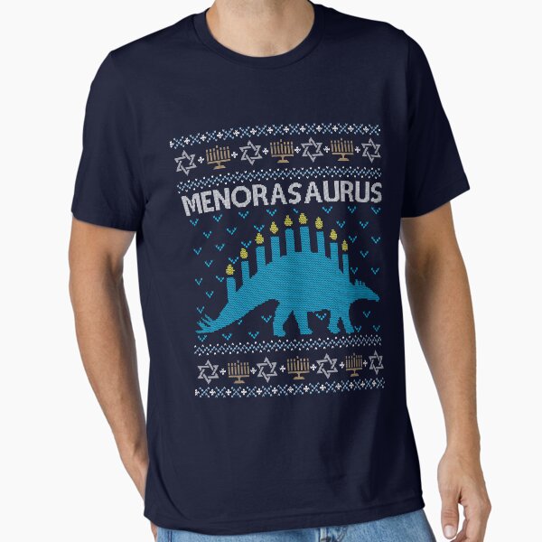Item preview, Ugly Hanukkah Sweater, Menorasaurus, Jewish dinosaur shirt designed and sold by taraJcreative.