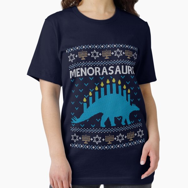 Item preview, Ugly Hanukkah Sweater, Menorasaurus, Jewish dinosaur shirt designed and sold by taraJcreative.