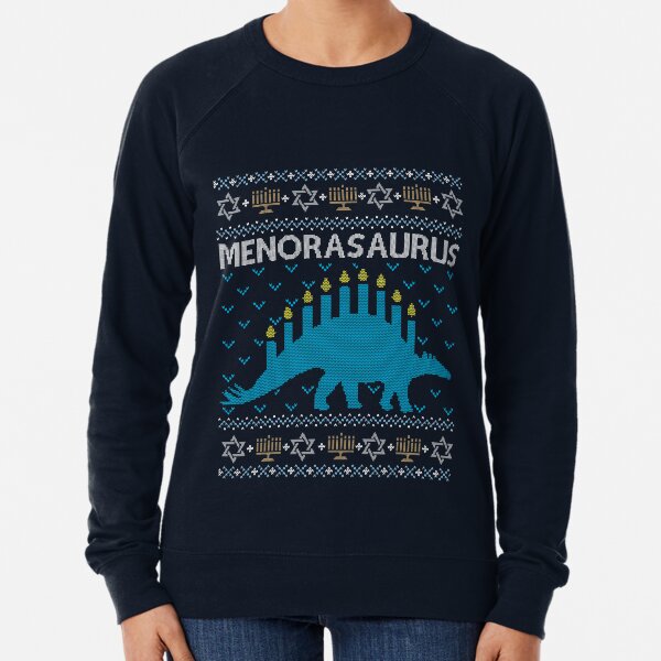 Item preview, Suéter feo de Hanukkah, Menorasaurus, camisa judía del dinosaurio designed and sold by taraJcreative.