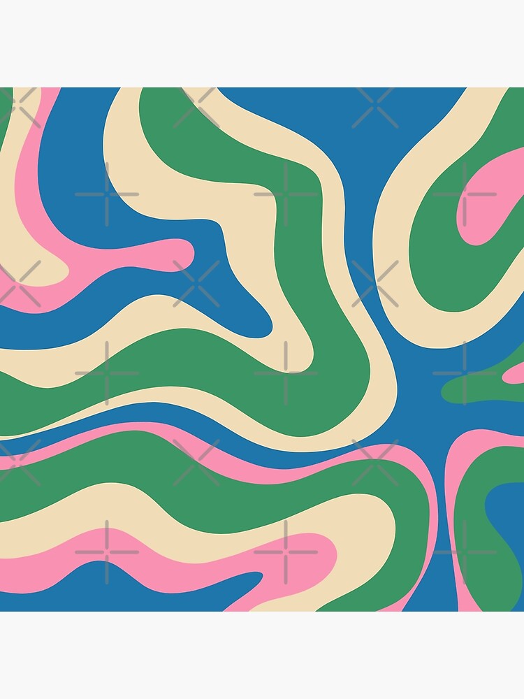 Modern Retro Liquid Swirl Colorful Abstract Pattern Square Blue Green Pink  Beige | Photographic Print