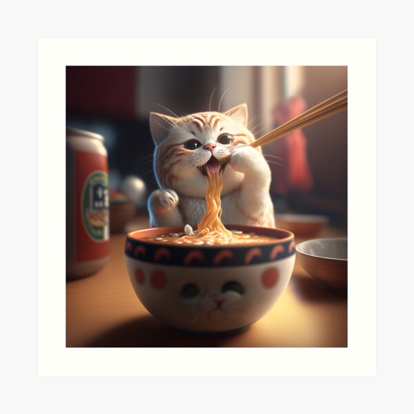 Cat Eating Ramen Png And Svg Cute White Cat Eat Ramen Noodles Ramen Cat Anime Hungry Cat 3708