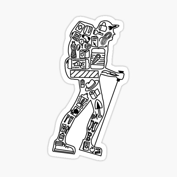 "Backpacking necessities" Sticker for Sale by Theresart Redbubble