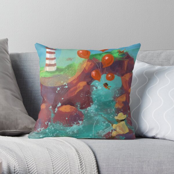 Balloon LIft Off 4, The Lighthouse Throw Pillow