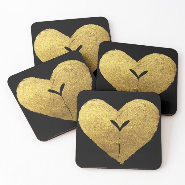 Item preview, Garden Enthusiast's Delight: Gold Heart with Black Microgreen Design designed and sold by Minnie3d.
