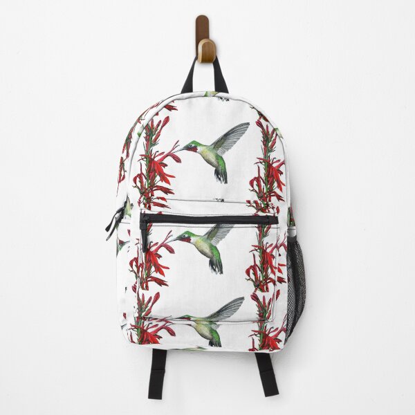 Item preview, Ruby-throated hummingbird and cardinal flower painting designed and sold by Stephen Emms.