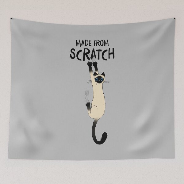 Item preview, Made From Scratch Funny Siamese Cat Hanging On With Claws designed and sold by Jenn Inashvili.