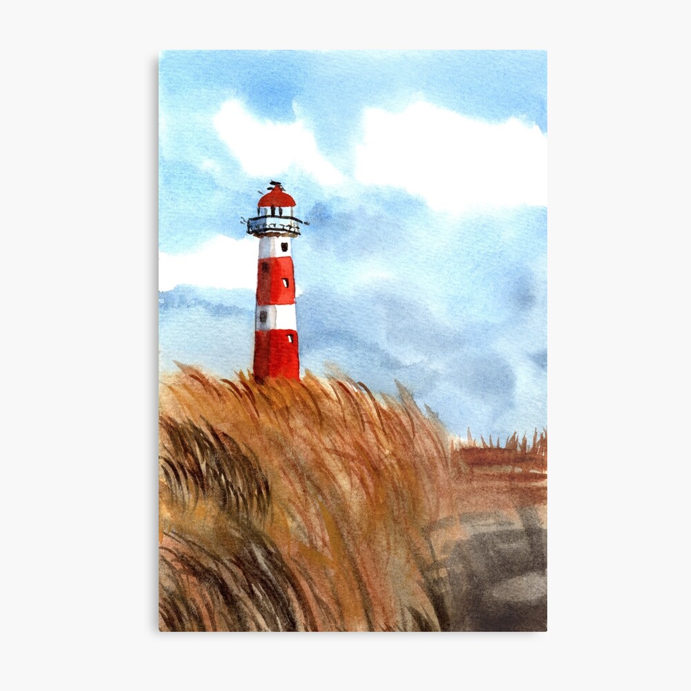 Pen and Ink with Watercolor - Line and Wash Lighthouse Landscape