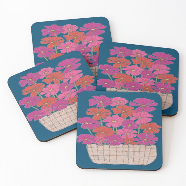 Item preview, Bushel of Colorful Cosmo Flowers on a Navy Background designed and sold by DanielleGensler.