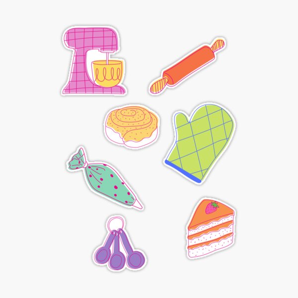 Pastry Chef Tools Flatlay Sticker for Sale by carabara