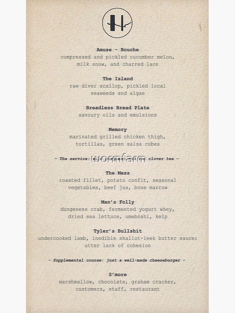 "Hawthorne Menu The Menu 2022" Poster for Sale by wormfarm Redbubble