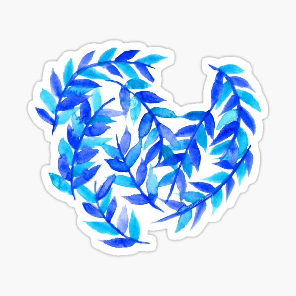 Item preview, Leaves Curved 2-Blue designed and sold by Shelworks Stationery.
