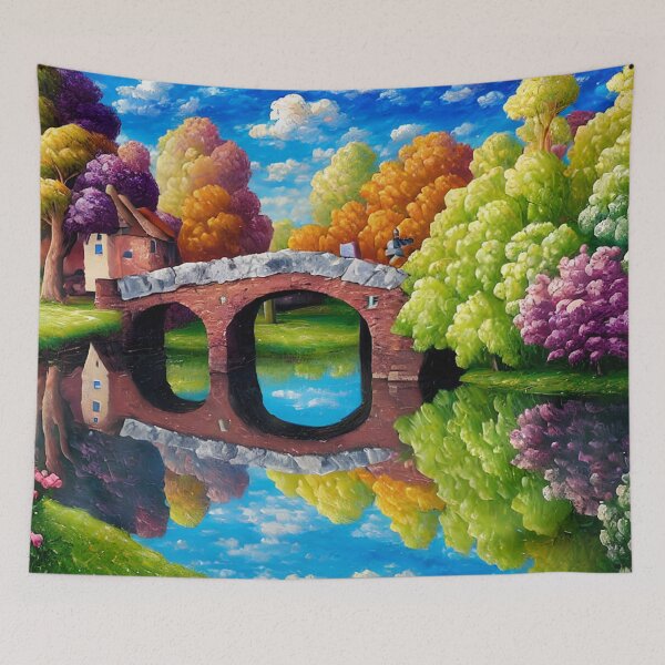 Item preview, Waterside Village Digital art designed and sold by ArtsyWishesShop.
