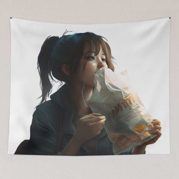 Aperçu de l'œuvre Girl eating a bag of potato chips créée et vendue par fearless301.