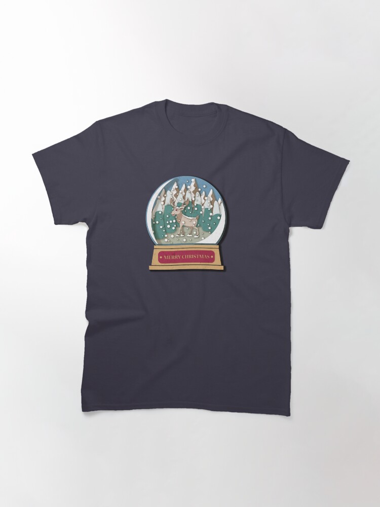 Alternate view of Merry Christmas Snowglobe Reindeer Classic T-Shirt