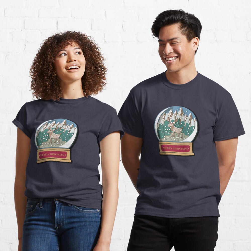 Merry Christmas Snowglobe Reindeer Classic T-Shirt