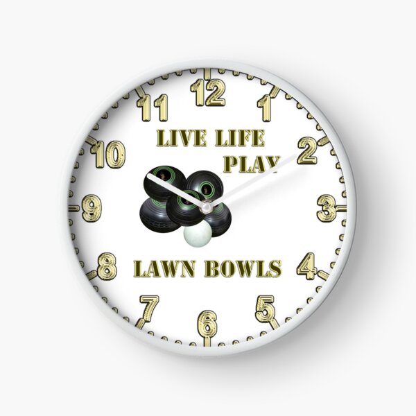 Item preview, "Lawn Bowls: Live Life and Play — A Fun Wall Clock" designed and sold by A-Work-Of-Art.