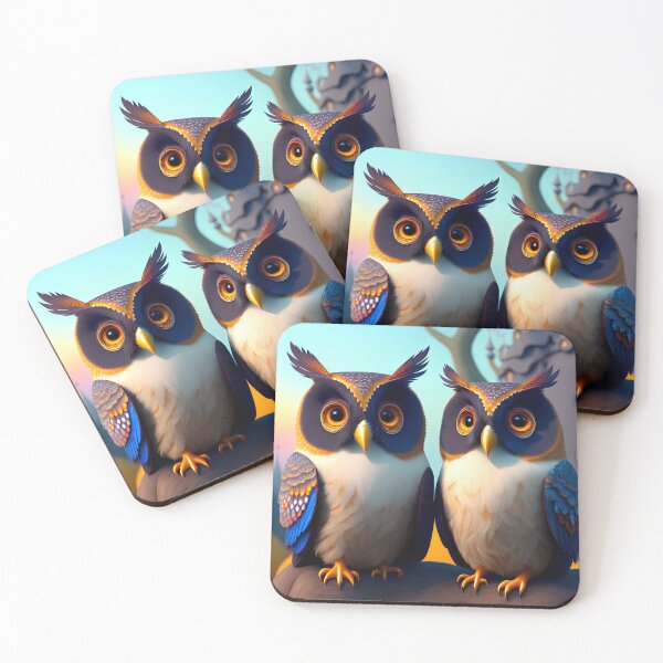 Item preview, Two Cute Owls Digital art designed and sold by ArtsyWishesShop.