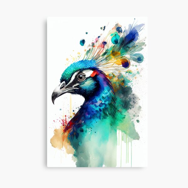 Peacock watercolor canvas art wall painting auspicious rich bird phoenix  hand-painted oil painting printing living room bedroom dining room bathroom