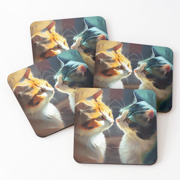 Item preview, Cat Twins animal portrait, oil painting style designed and sold by EmeraldeaArt.