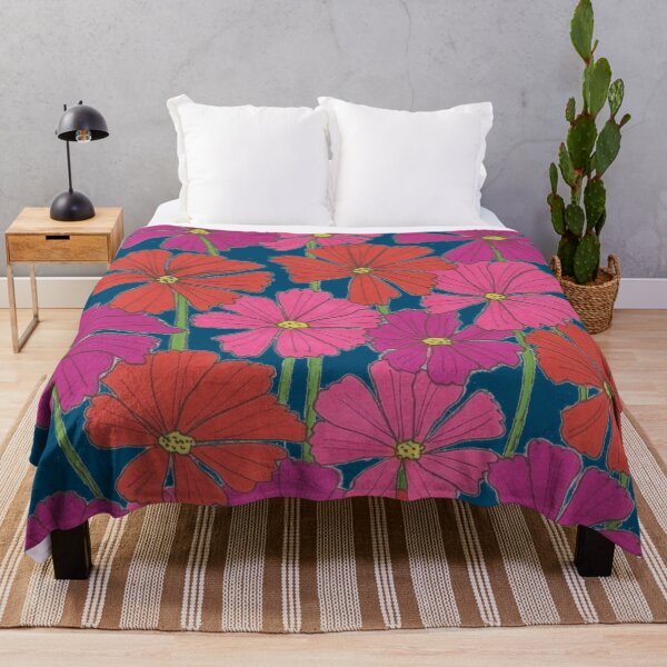 Item preview, Vivid Cosmo Flowers on Navy Blue designed and sold by DanielleGensler.