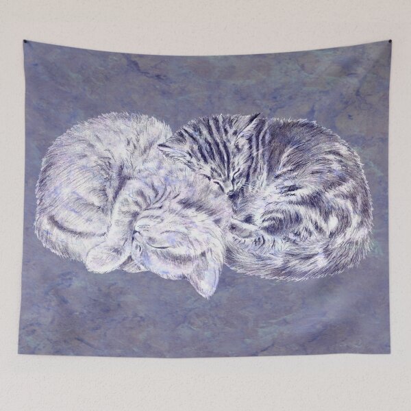 Item preview, Kittens sleeping in a ball - purple marbled version designed and sold by SylvieG18.