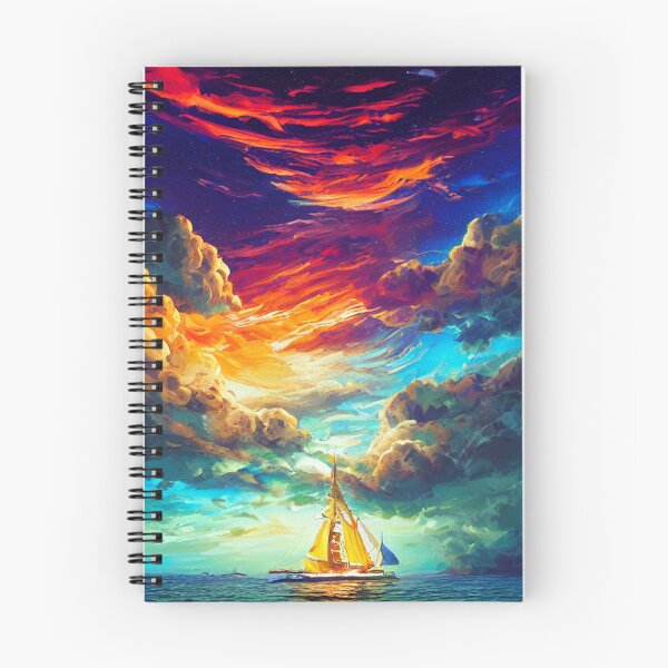 Item preview, Ship Sailing in Colourful Clouds Digital Art designed and sold by ArtsyWishesShop.