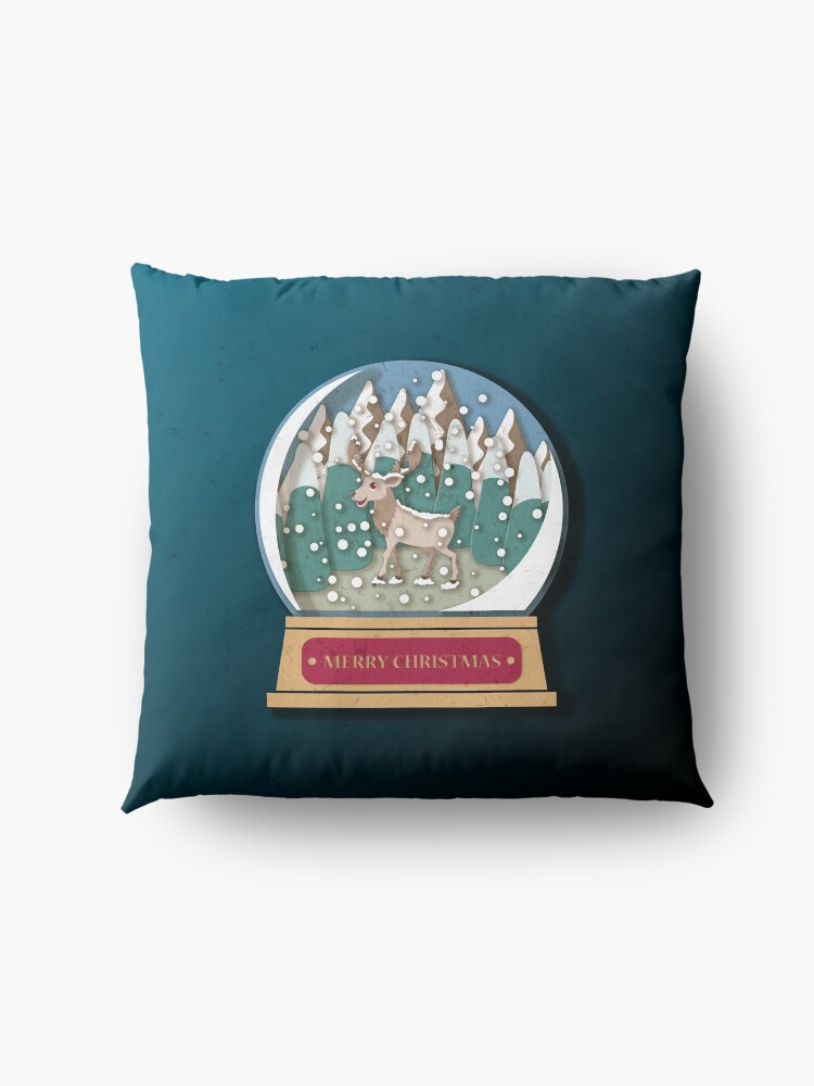 Alternate view of Merry Christmas Snowglobe Reindeer Floor Pillow