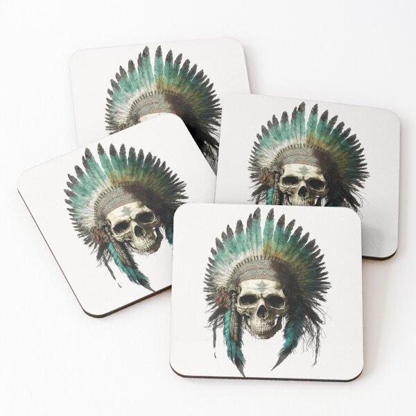 Item preview, Native American Apache Indian Skull Red Warrior Chief Apache Head designed and sold by CoyoteStudio.