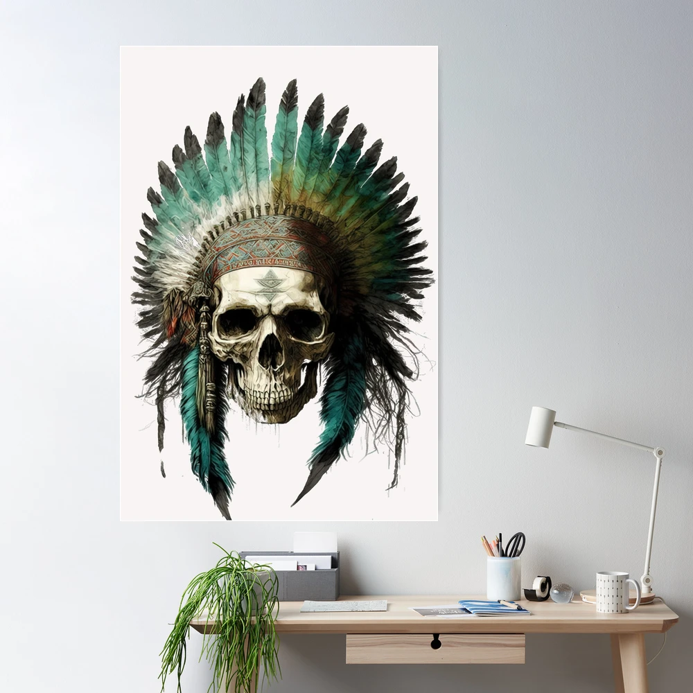 Native american skull' Poster, picture, metal print, paint by