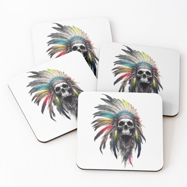 Item preview, Native American Apache Indian Skull Red Warrior Chief Apache Head designed and sold by CoyoteStudio.