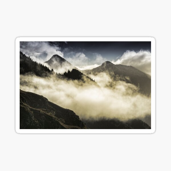 misty mountains…. by Phil Darby Sticker