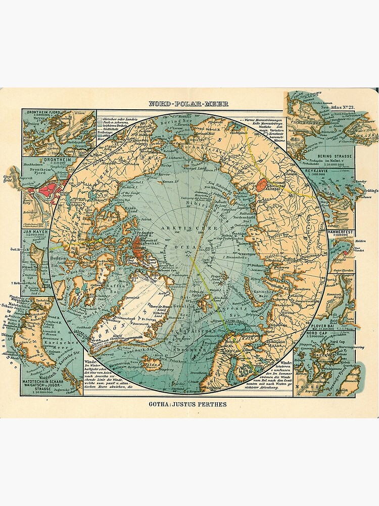 Antique Maps Old Cartographic Maps Antique Map Of North Pole And Arctic Ocean In German Greeting Card By Goshadron Redbubble