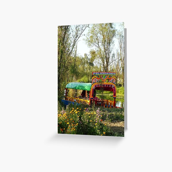 Felicidades trajinera, Xochimilco, Mexico City Greeting Card