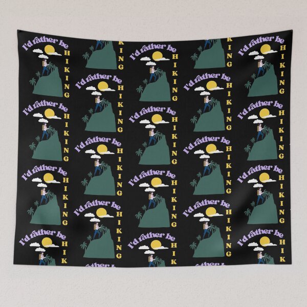 Item preview, I’d rather be hiking. the mountains are calling and i must go. mountains against a warm  sunset background designed and sold by efenem.