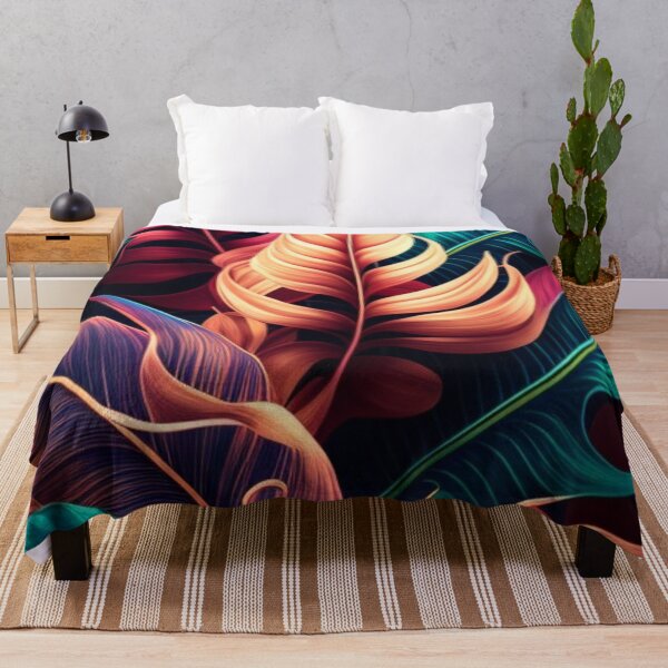 Item preview, Tropical patterns, Large leaves in green, yellow and red designed and sold by asbno19.