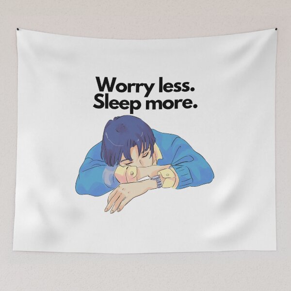 Item preview, Worry less sleep more sleepy sleep funny quote Cute Anime Boy designed and sold by DetectiveDog.