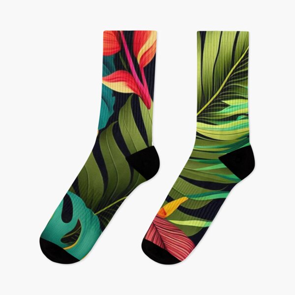 Item preview, Tropical patterns, Large leaves in green, yellow and red designed and sold by asbno19.