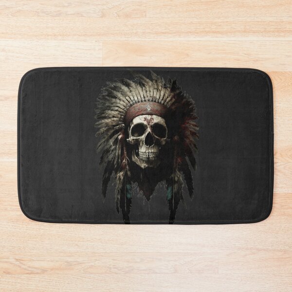 Item preview, Native American Apache Indian Skull Red Warrior Chief Apache Head designed and sold by CoyoteStudio.