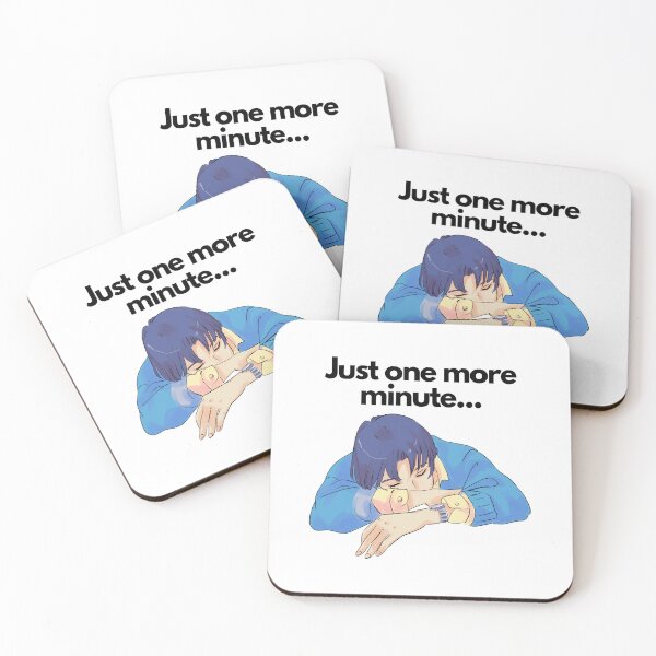 Item preview, Just one more minute sleepy sleep funny Cute Anime Boy quote.  designed and sold by DetectiveDog.